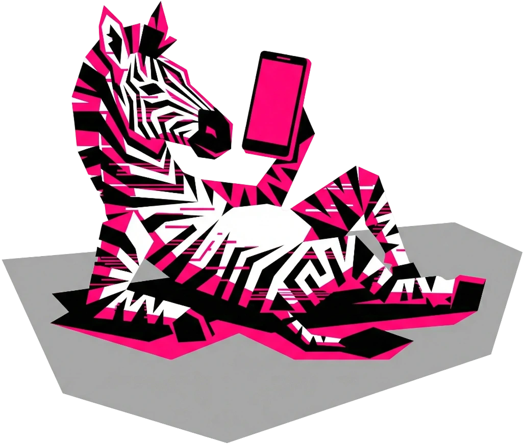 Зебра с телефоном